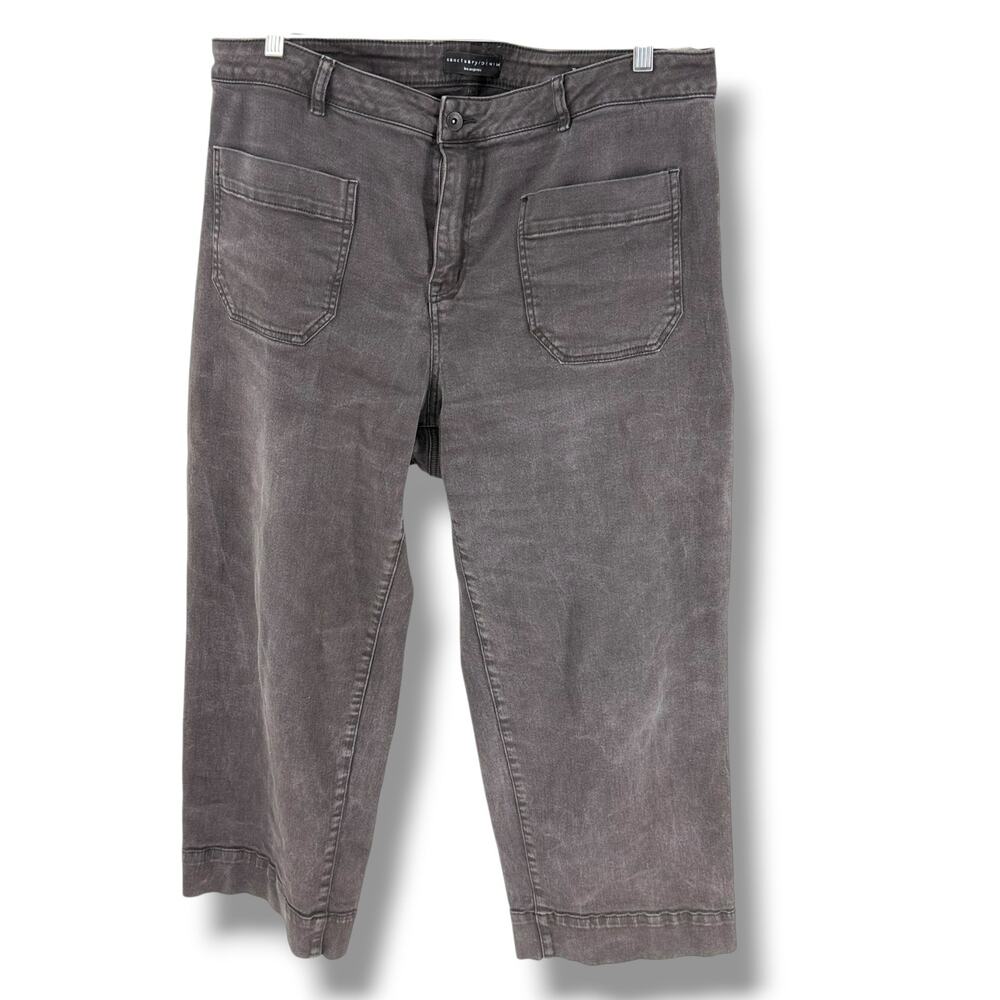 Sanctuary The Marine Crop Wide Leg Jeans Women's 18W Faded Black Denim